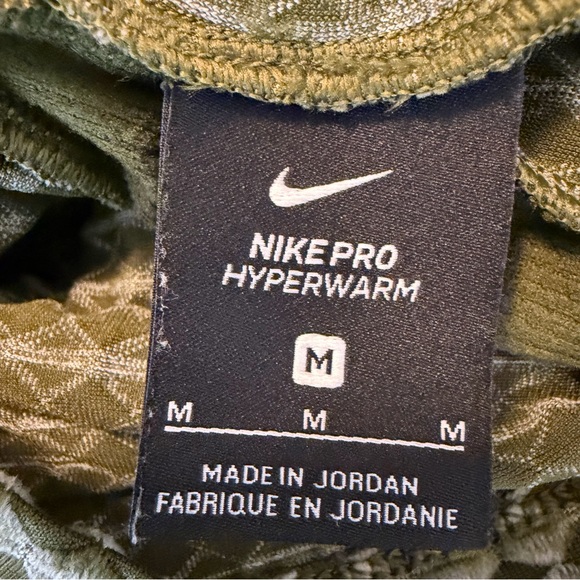 Nike Pro Hyperwarm Thermal Training Top Olive Green Textured Performance Medium - Picture 4 of 8